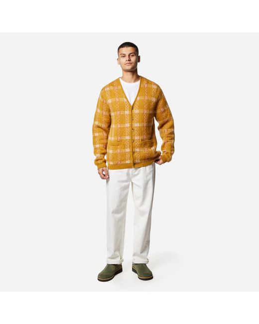 Beams Plus Jacquard Mohair Cardigan in Metallic for Men | Lyst
