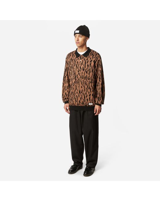 国産原料100% WACKO MARIA LEOPARD KNIT JACQUARD POLO - 通販 - www