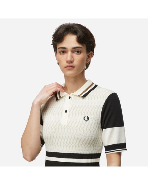 Fred Perry Jacquard Knit Shirt in Green | Lyst
