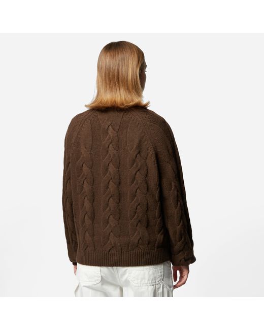 Fred Perry Cable Knit Jumper Women's in Brown | Lyst