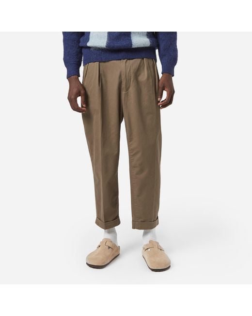 Beams Plus Cotton 2 Pleat Twill Chino Pants in Green for Men | Lyst Canada