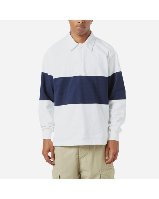 Adsum Cotton Zip Rugby Shirt in White 