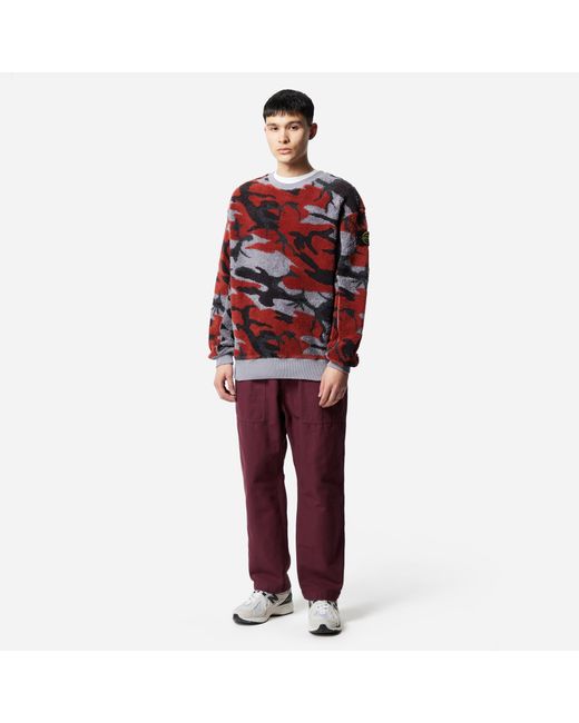 Stone Island Red Heritage Camo Fleece Sweatshirt for men