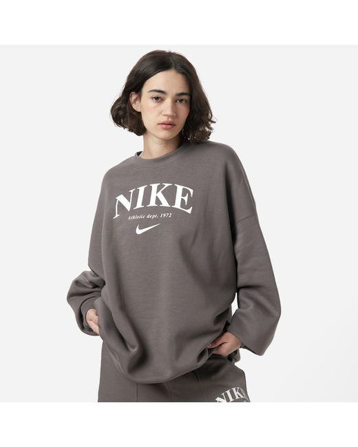 Nike Cotton Varsity Sweatshirt Women's in Grey (Grey) | Lyst UK