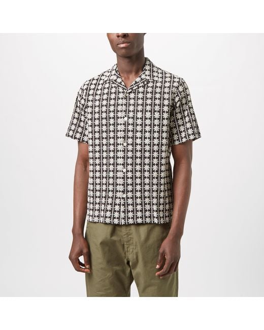 Portuguese flannel folklore 2 black camp collar shirt Clearance