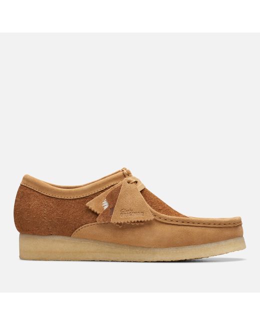 Clarks Brown Brushed Suede Wallabee Shoes for men