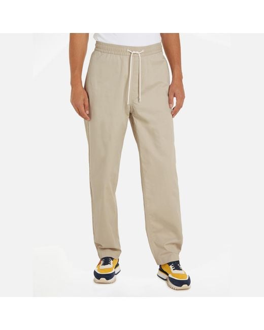 Tommy Hilfiger Natural Aiden Organic Cotton-blend Tapered Trousers for men