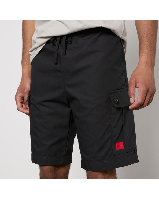 HUGO Black Garlio242 Casual Cotton-ripstop Shorts for men