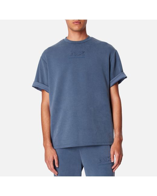 Armani Exchange Scuba AX Logo-Embossed Scuba T-Shirt in Blue für Herren