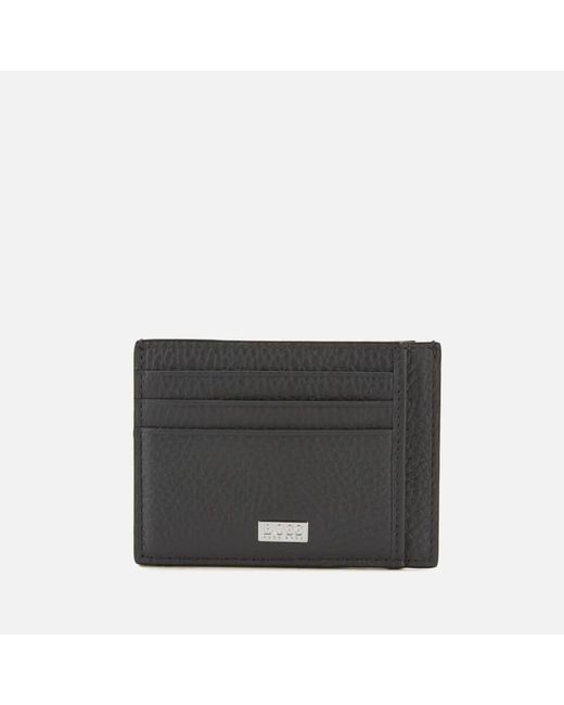 BOSS By Hugo Boss Leather Crosstown S Card Holder In Grey Black For 