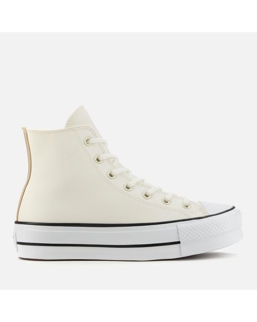 Converse White Chuck Taylor All Star Anodized Metals Leather Lift Hi-top Trainers