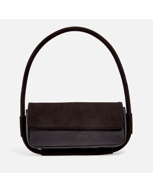 House Of Sunny Black Prima Faux Leather And Suede Bag