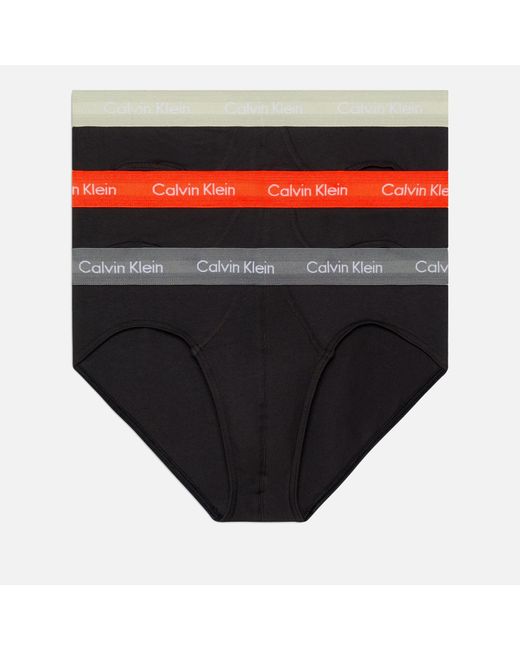 Calvin Klein Black 3-pack Stretch Cotton-blend Hip Briefs for men