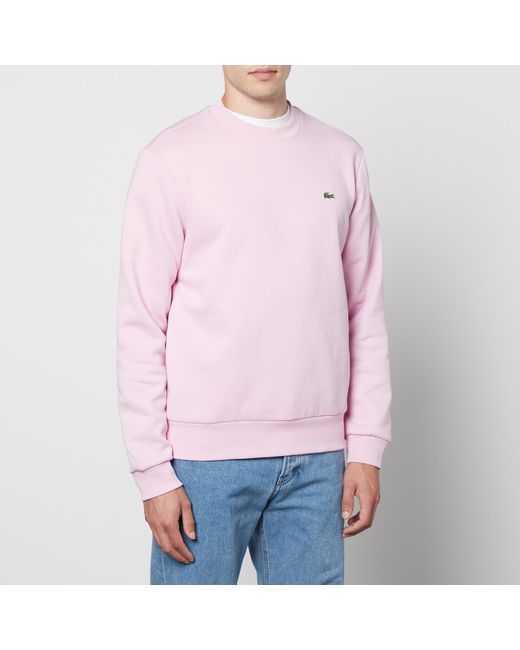 Lacoste Classic Fleece-back Cotton-blend Jersey Sweatshirt in Pink for ...