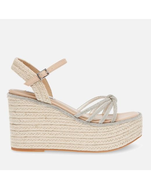 Steve Madden White Jaded Faux Leather Wedge Espadrille Sandals