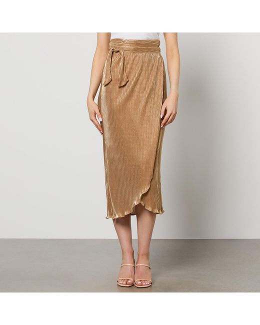 Never Fully Dressed Natural Jaspre Plissé Midi Skirt