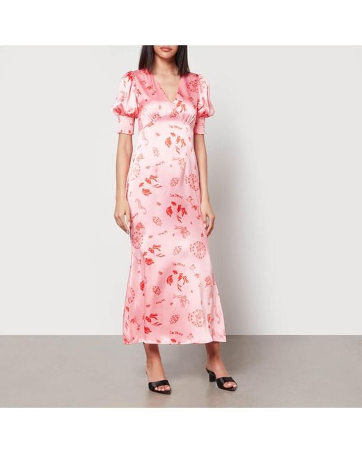 Never Fully Dressed Pink La Mer Printed Satin Dress