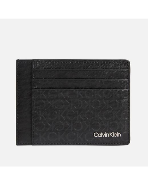 Calvin Klein Jeans Minimalism Leather Card Holder in Black for Men Lyst