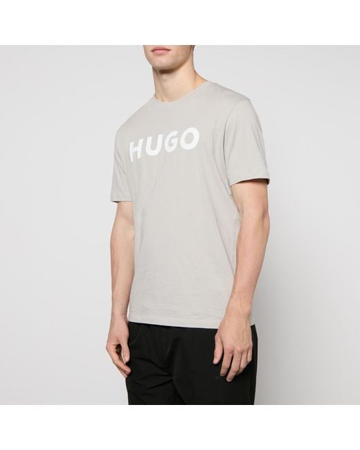 HUGO White Dulivio Logo-print Cotton-jersey T-shirt for men