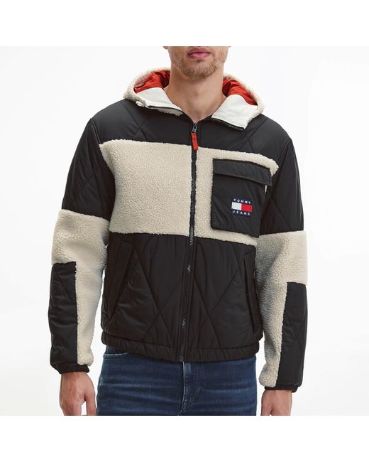 Tommy Hilfiger Black Sherpa Quilt Mix Jacket for men