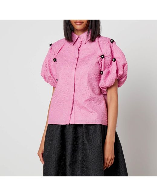 Sister Jane Pink Maude Embellished Cloqué Shirt