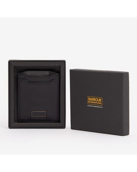 Barbour Black Logo Leather Cardholder for men