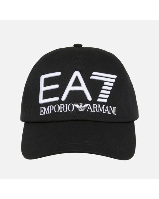 EA7 Black Small Logo Cotton-twill Cap for men