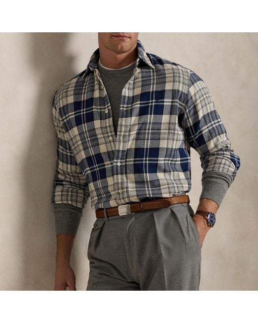 Polo Ralph Lauren Gray Custom Fit Checked Cotton Shirt for men