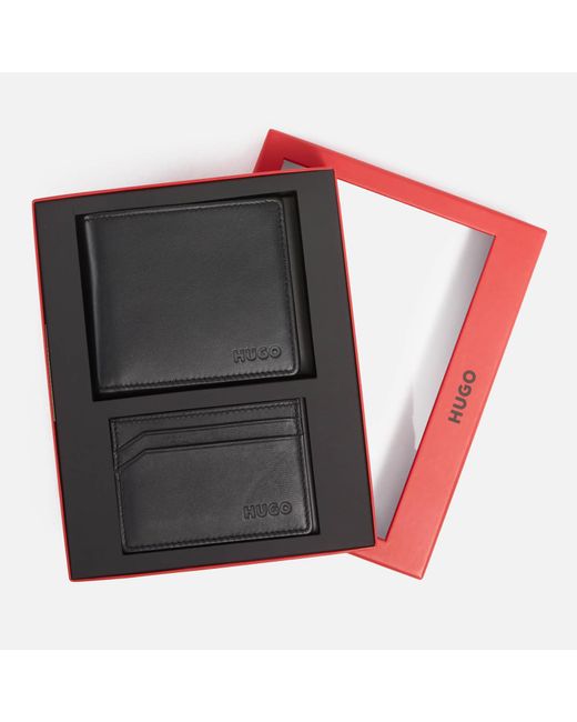 HUGO Gray Gbhm Leather Wallet And Cardholder Set for men