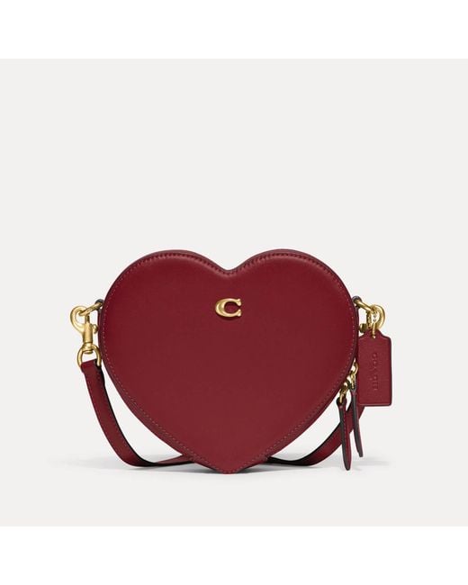 COACH Glovetanned Leather Heart Cross Body Bag in Red Lyst UK