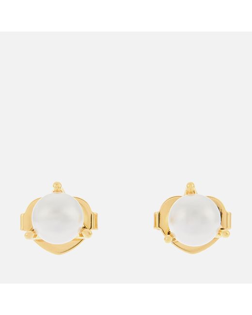 Kate Spade Metallic Brilliant Statements Gold Plated Faux Pearl Earrings