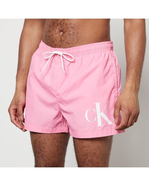 Calvin Klein Pink Monogram Shell Swim Shorts for men