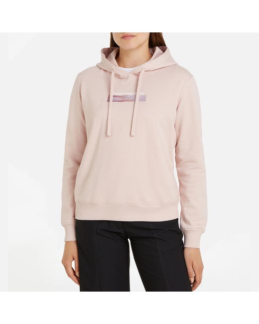 Calvin Klein Pink Diffused Box-print Cotton-jersey Hoodie