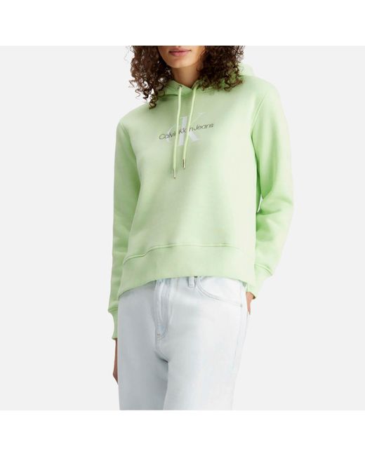 Calvin Klein Monologo Mint Green Cotton-blend Hoodie