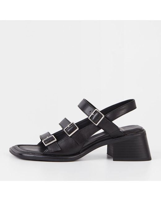 Vagabond Black Ines Buckle Leather Heeled Sandals