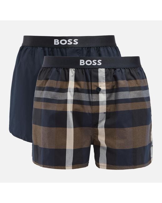 Boss Blue Cotton 2-pack Boxer Shorts for men