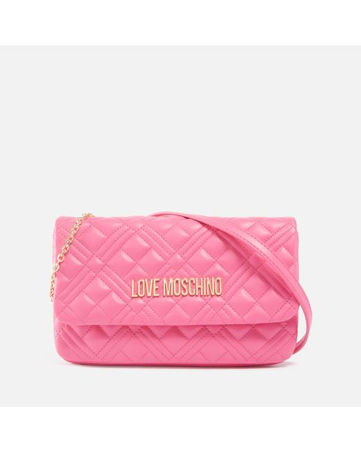 Love Moschino Pink Borsa Quilted Faux Leather Crossbody Bag