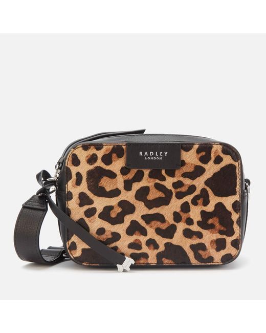 Radley Leather Alba Place Faux Leopard Small Cross Body Bag Zip Around in Black (Brown) - Save ...