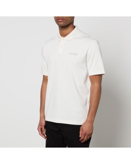 HUGO White Drocholo Cotton Polo Shirt for men