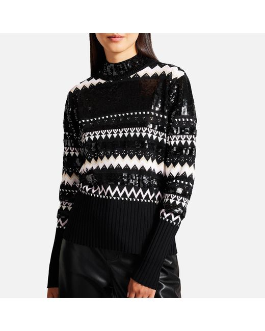 Ted Baker Black Limara Sparkle Fairisle Knitted Sweater