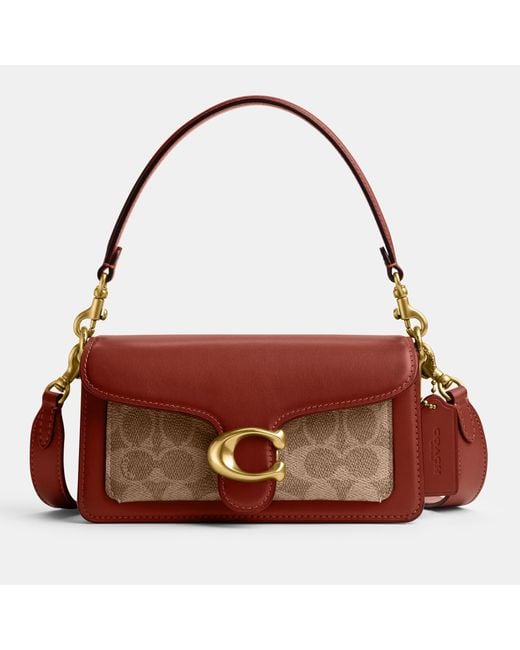 COACH Red Signature Tabby 20 Leather And Coated-canvas Shoulder Bag