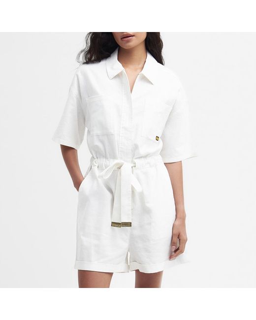 Barbour White Rosell Linen And Cotton-blend Playsuit
