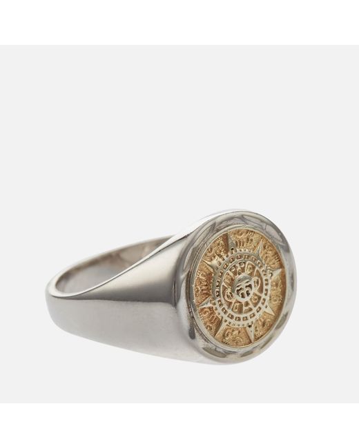 Serge Denimes Metallic Compass Gold-tone Sterling Silver Signet Ring for men