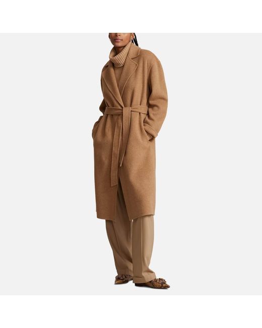 Polo Ralph Lauren Brown Jacky Wool-Blend Wrap Coat