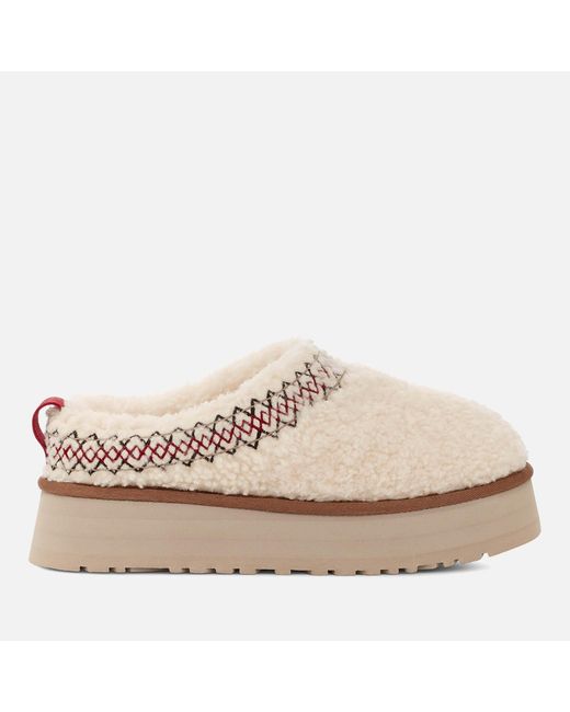 Ugg Pink Tazz Braid Suede And Wool Slippers