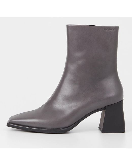 Vagabond Gray Hedda Leather Heeled Boots