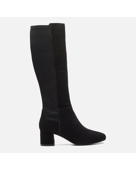 Clarks Sheer 55 Hi Suede Heeled Knee High Boots in Black Lyst UK
