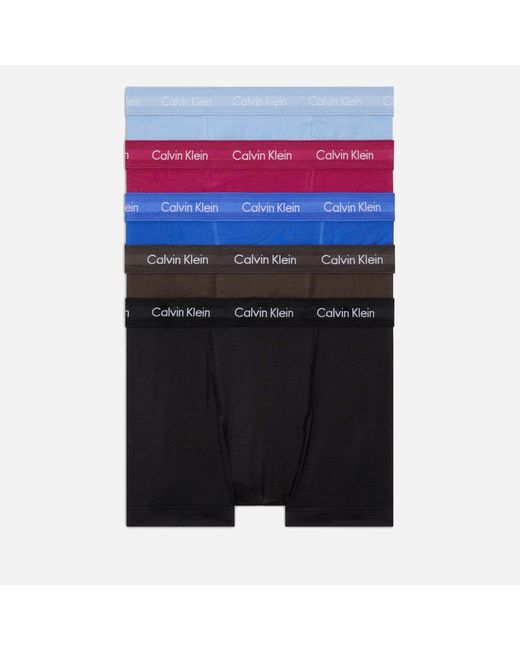 Calvin Klein Blue Stretch Cotton-blend 5-pack Trunks for men