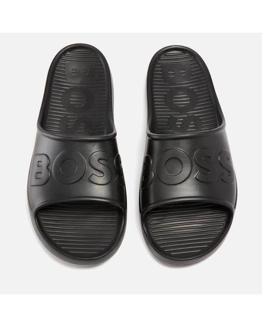 BOSS by Hugo Boss Black Darian Logo-deed Rubber Slides for men