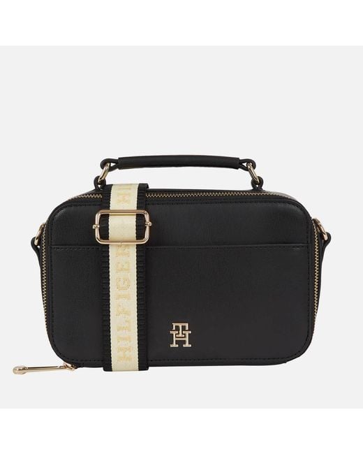 Tommy Hilfiger Black Iconic Crossbody Faux Leather Camera Bag